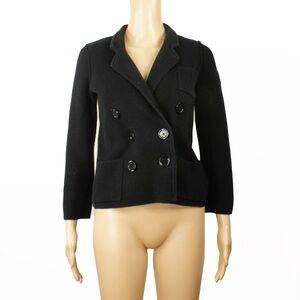 Vintage Sonia Rykiel x HM Black Waffle Knit Military Button Up Blazer Jacket